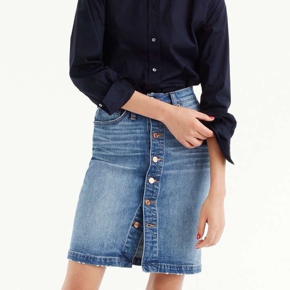 J Crew Button-front denim skirt - Picture 3 of 10